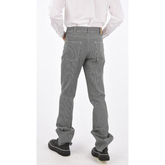 Men's Celine Homme Heidi Slimane Navy Hickory Flared Striped Trousers size 34 - Picture 2 of 7